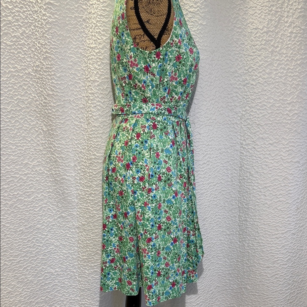 Anne Klein Green Floral Fit & Flare Midi Dress with Pink & Blue Accents - Picture 5 of 10